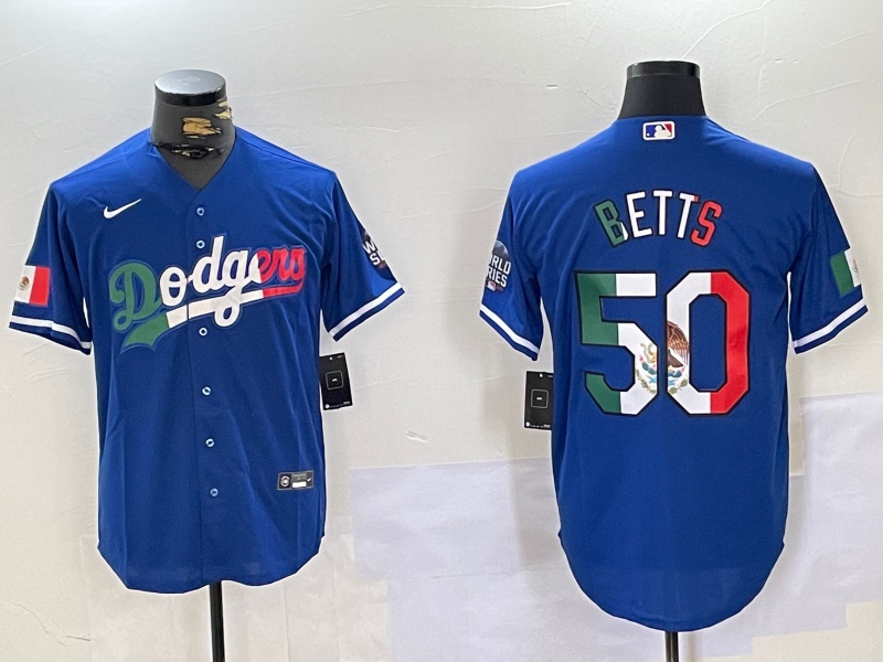Men's Los Angeles Dodgers Mookie Betts #50 Blue Jersey